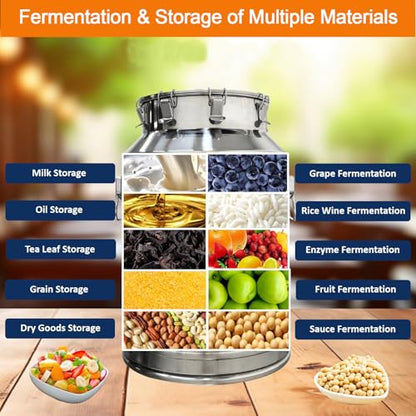 125L Stainless Steel Fermentation Tank with Faucet, 304 Food-Grade Brewing Bucket, 33-Gallon Capacity for Beer, Wine, Yogurt, Multiple Purpose Fermentor & Food Storage Tank for Home Brewing