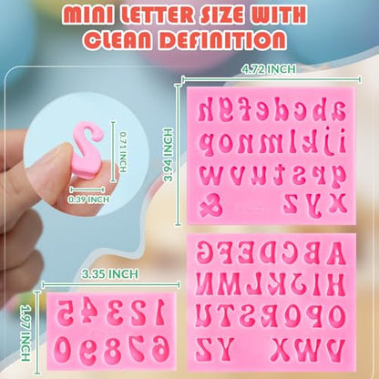 HKMTT Letter Molds Silicone for Chocolate Fondant Clay, Mini Size for Uppercase lowercase Alphabet Number Decorating Birthday Cake Strawberries Cake Pop Decorating Moulds BPA Free - style: Letter & Number - 4PCS