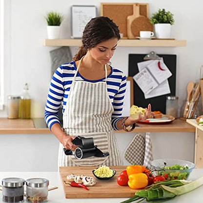 Cheese Grater with Handle, Rotary Cheese Grater,Vegetable, Chocolate, Hard Cheese & Nut Grater, Black - color: Black