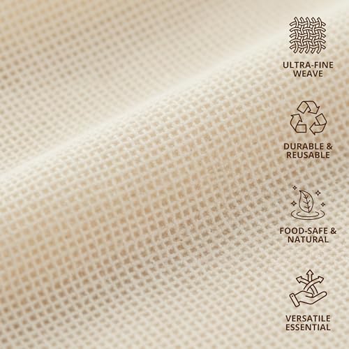 Cheesecloth Grade 100 Hemmed Edges – 100% Unbleached Cotton Fine Mesh Nut Milk Bag, Reusable Straining Cloth for Cheese Making, Yogurt, Juicing, Cooking & Crafts – 3 Pack 20x20 Inch - size: Grade 100 Pack of 3