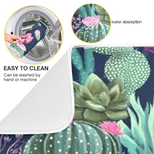 Kcldeci Succulent Plants Cactus Tropical Dish Drying Mat Kitchen Drying Pad Dish Draining Mat Dish Rack Drainer Pad 18 x 24 - color: Cactus, size: 18x24in