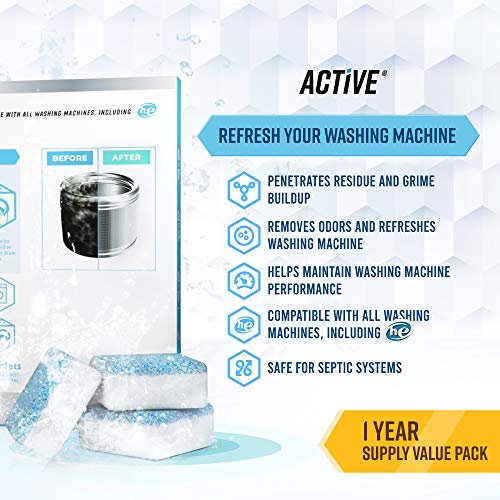 Washing Machine Dishwasher & Disposal Cleaning Tablets - Appliance Refresh Bundle Includes 12 Month Supply Cleaner Deodorizer, Washer Descaler, Disposer Freshener Deep 72 - style: 24 Washer + 24 Dishwasher + 24 Disposal Tablets