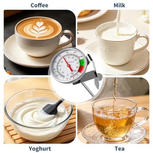 Instant Read Large Dial Thermometer, Premium Stainless Steel Coffee Milk Foam Thermometer with Clip, Ideal for Espresso, Hot Chocolate, Latte & Beverage Temperature Control - size: Milk Frothing Thermometer-9''