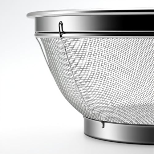 Fine Mesh Strainer for Kitchen, 4 Quart Stainless Steel Colander Bowl | Idea for Pasta, Rice, Fruit, Metal Net Baskets with Resting Base - Strain, Drain, Rinse - size: 4 Qt