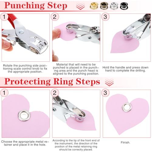 Honoson 1/4 Inch Grommet Tool Kit Eyelet Plier Set Hole Punch Grommet Hand Press Pliers with 200 Pieces of Eyelets for Clothes Shoes Bags(Gold, Silver, Black, Copper) - color: Gold, Silver, Black, Copper, size: 3/16 Inch