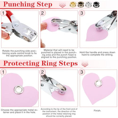 Honoson 1/4 Inch Grommet Tool Kit Eyelet Plier Set Hole Punch Grommet Hand Press Pliers with 200 Pieces of Eyelets for Clothes Shoes Bags(Gold, Silver, Black, Copper) - color: Gold, Silver, Black, Copper, size: 3/16 Inch
