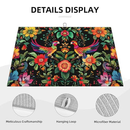 Mexican Flowers Dish Drying Mat for Kitchen Counter Microfiber Super Absorbent Non-Slip Dish Drying Pad for Countertops Dishes Utensils Stylish Quick-Dry Machine Washable 18x24 Inch - color: Mexican Flowers