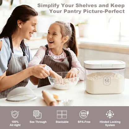 Airtight Rice Container with Measuring Cup, BPA-Free Clear PET Plastic Food Storage Container Pantry Organizers and Storage Sugar Cookies Flour Rice Container (5.6 L / 5.92 QT) - size: 5.6 L / 5.92 QT