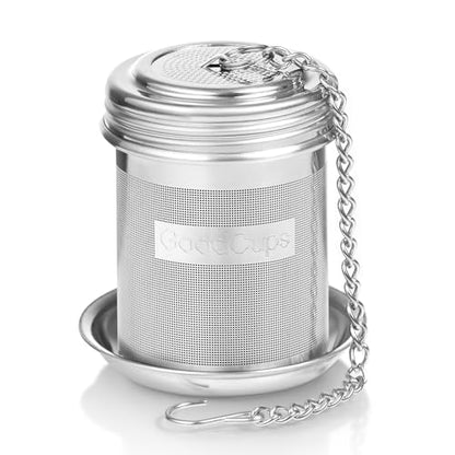 Stainless Steel Tea Infuser for Loose Leaf Tea, Small (1.5” Diameter x 2.2” Height) – Extra Fine Mesh Strainer with Chain Hook & Lid, Reusable Tea Steeper for Mugs, Cups & Teapots - size: Small