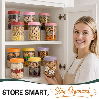 16 oz Mason Jars, 6 Pack Air Tight Overnight Oats Jars, Chia Pudding Glass Jars with Lids, Parfait Cups with Lids, Sugar Bowls, Glass Storage Jar for Yogurt, Snack, Food, Prep Meal, Breakfast - color: Berry Bloom