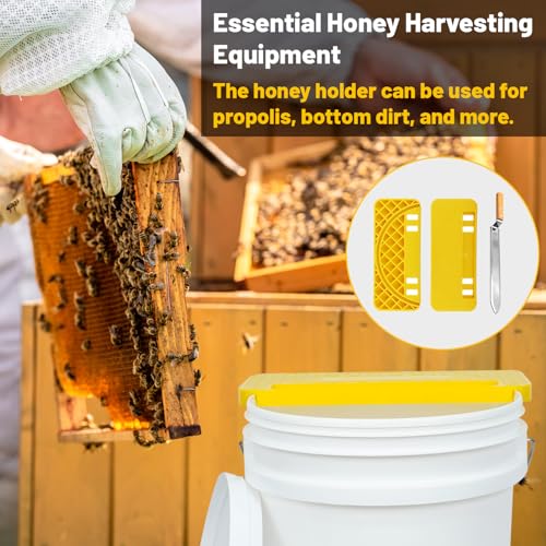 Uncapping Tank Holder- Plastic Honey Bucket Scraper Tool Stainless Steel Serrated Uncapping Knife Set Honey Harvesting Equipment