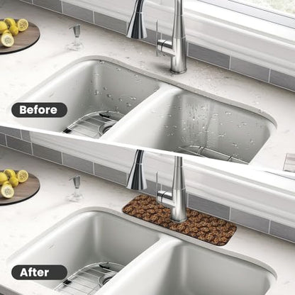 Chocolate Chip Cookie Faucet Mat For Kitchen Sink, Absorbent Countertop Protector, Quick Dry Sink Splash Guard Pad, Waterproof Draining Mat 15" X 5.5" - color: Style 8