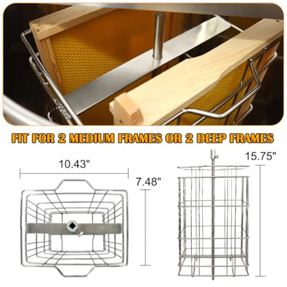 Honey Lake 2 Frame Manual Honey Extractor, Stainless Steel Honeycomb Drum Spinner with Transparent Lid, Beekeeping Equipment for Honey Extraction with Height Adjustable Stand - size: 2 Frame Rack