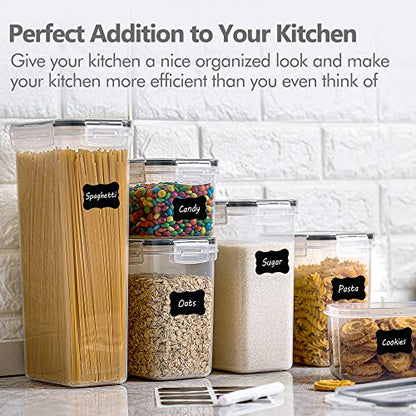 CHEFSTORY Airtight Food Storage Containers Set, 14 PCS Kitchen Storage Containers with Lids for Flour, Sugar and Cereal, Plastic Dry Food Canisters for Pantry Organization and Storage