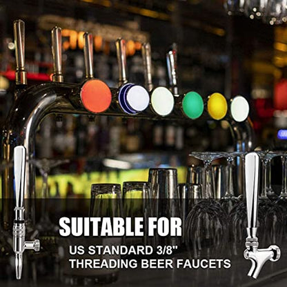Beer Tap Handle, Heavy Duty 304 Stainless Steel Standard 3/8in Thread Draft Beer Faucet Handles, Beer Tower Plug for American Faucets, Home Brewing