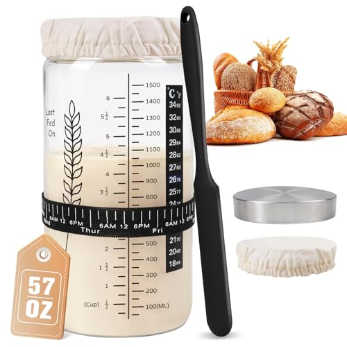 57oz Sourdough Starter Jar, Extra Large Capacity Sourdough Jar | Wide Mouth Sourdough Bread Starter Kit for Perfect Sour Dough Bread (Black) - size: Tall - Black 1 Pack