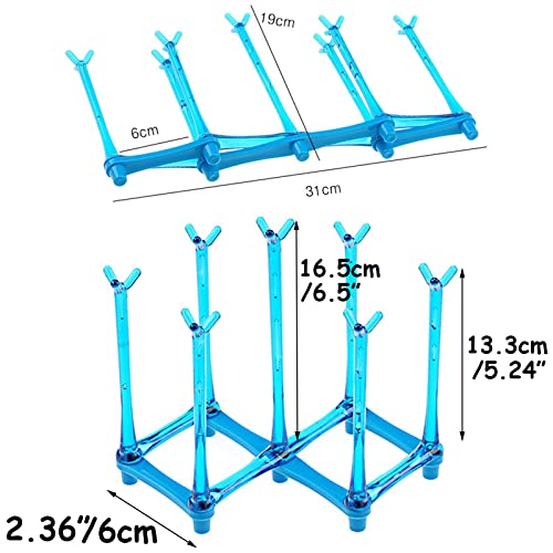 PCTC Retractable Cup Drying Rack, Drinking Glass and Sports Bottle Drainer Stand, Plastic Bag Dryer and Mug Tree with Non-Slip Bottom for Kitchen Countertop (Random Colour)