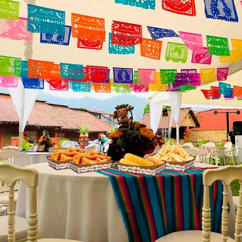 No Folding Required 50 Pack 2Lb Cielito Lindo Party Decoration Mexican Snack Trays Platos De Barro Mexicanos Terracotta Clay Pottery Disposable Trays Nacho Popcorn Food Container for Mexican Party