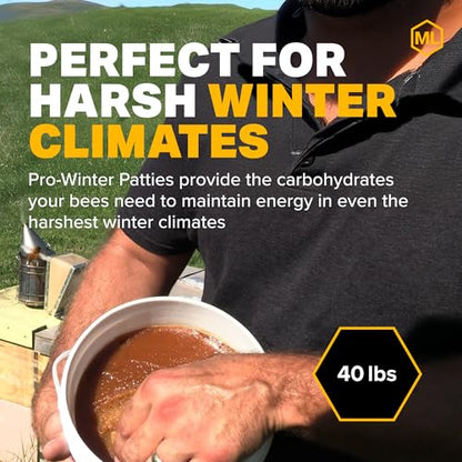 Mann Lake Pro-Winter Feed for Bees, Winter Patties for Beehive Feeding, Supports Colony Survival During Winter, Low Protein Formula for Overwintering Methods, Beekeeping Supplies for Cold Weather,40lb