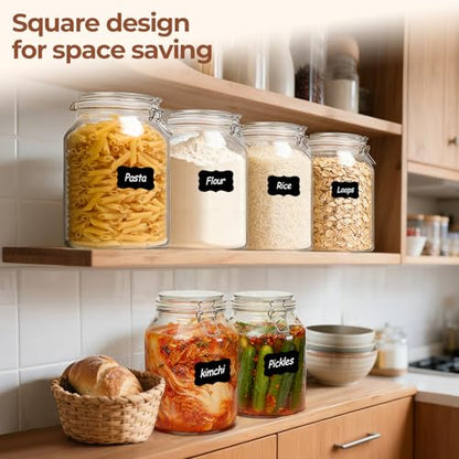 ComSaf Large Glass Jars with Airtight Lids 1.1 Gallon 2 Pack Wide Mouth | Flour sugar rice, Kombucha kimchi, Sourdough pickling, Pantry organization, Pickling fermenting, Cabinet organization - size: 138oz*2