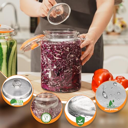 3.78" Glass Fermentation Weights for Gallon Jars, 2-Pack, Grip Handle | Designed for jars with an inner diameter of 3.8 inches or larger