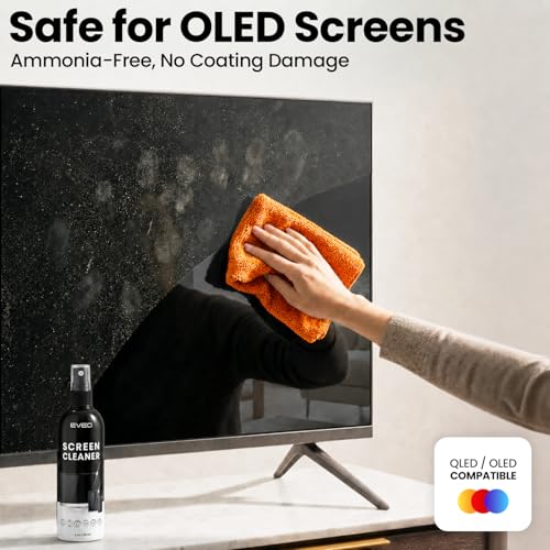 Screen Cleaner Spray - TV Screen Cleaner Spray and Microfiber Cloth kit, Computer Screen Cleaner & Car Screen Cleaner for TV, Monitor, Laptop, MacBook, iPad, iPhone and Electronic Devices - 2 Pack