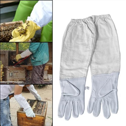 Beekeeping Suit Full Body Beekeeping Clothes Anti-bee Professional Beekeepers Clothes Protection Beekeeping Suit Veil Unisex Protective (White Gloves)