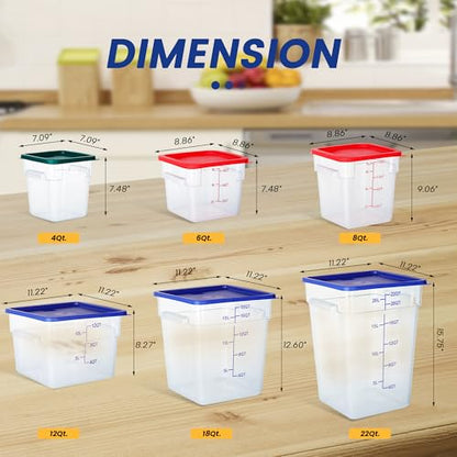 4 Pack 22 Quart Food Storage Containers with Lids, Polycarbonate Square Commercial Food Containers, NSF, Clear, New Version - color: 22Qt-New Version