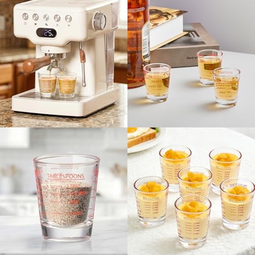 GLASKEY 2 Pack Shot Glasses Measuring Cup,Espresso Shot Glass with 4 Kind of Scale (OZ/ML/TSP/TBSP),Dishwasher Safe,Perfect for Coffee,Cocktails and Kitchen Use (Red) - color: 2 Pack-Red