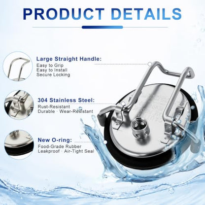Corny Keg Lid Replacement with 304 Stainless Steel Pressure Relief Valve and O-Ring, Cornelius Keg Lid for Homebrew Beer, Soda Keg, Carbonation Keg