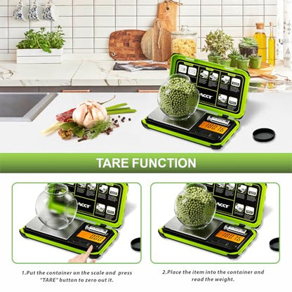 Precision Pocket Scale, 200gx0.01g Jewelry gram Scale, Digital Food Scale with LCD Display, one-Click Conversion 6 Units, Mini Scale for Weed/Kitchen/Powder/herb/Coins(Battery Included) - color: Fluorescent green