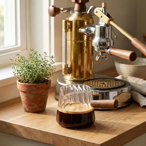 2 PCS Espresso Cups, Ohola 6OZ Espresso Shot Cup, Glass Measuring Cups with V-Shaped Spout, Markings in both oz & ml