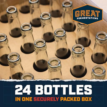 Clear Glass Beer Bottles - 11.2 oz (24 Pack) for Bottling Homebrew Beer, Kombucha, Soda, Cold Brew Coffee, Sparkling Water, and other Carbonated Beverages - Takes Standard 26mm Crown Cap