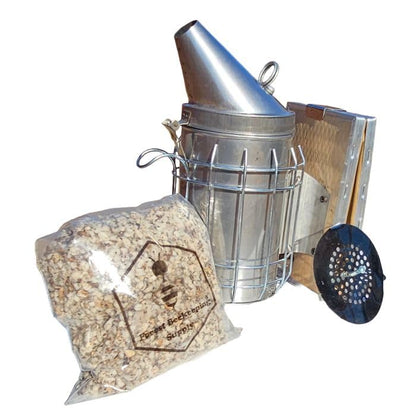 Bee Hive Smoker Kit with 1/2 lbs Cotton Fiber Smoker Fuel (stainless Steel)