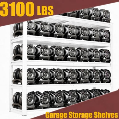 White Heavy Duty Garage Shelving Unit 65 W x 24 D x 84 H, 5 Tier Metal Storage Shelves, Upgraded Steel Structure, Rack for Basement, Shop, Warehouse, Pantry - size: 65W x 24D x 84H