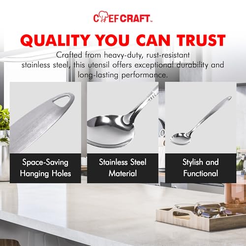 Chef Craft 10230 1-Piece Stainless Steel Solid Spoon,13-Inch - style: Solid Spoon