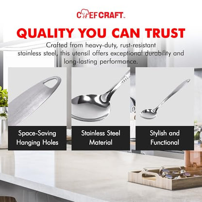 Chef Craft 10230 1-Piece Stainless Steel Solid Spoon,13-Inch - style: Solid Spoon