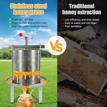 Honey Press Extractor Beekeeping Stainless Steel Manual Honey Press Machine Tool,Sturdy and Durable Manual Honey Presser Good Filtering Effect