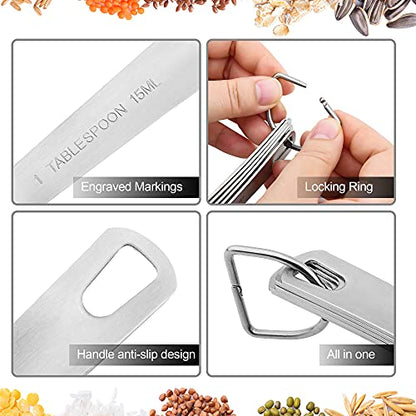 Measuring Cups and Spoons Set, Dry Metal Measuring Cup Set of 11, Stainless Steel Measuring Cups and Spoons, 5 Measure Cups and 5 Kitchen Measurement Spoons & Leveler - size: Set of 11