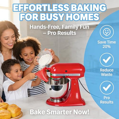 Flour Funnel for Kitchen Aid Mixer, Premium Funnel for Kitchen Aid Mixer with Anti-Splash Pouring Chute, Fits 4.5-5 Qt Tilt-Head & Bowl-Lift Models (KSM150), Durable Dishwasher(1 Red) - color: Red