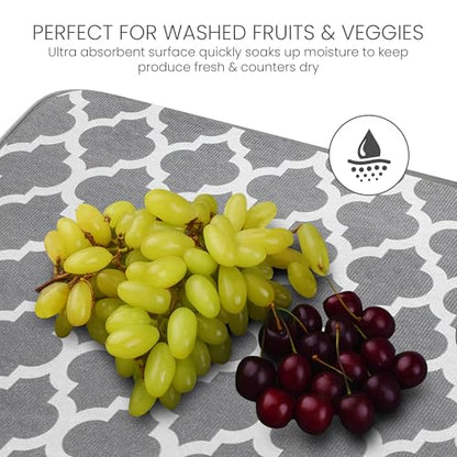 Bellemain XL Dish Mat 24" x 17" ( LARGEST MAT ) Microfiber Dish Drying Mat , Super absorbent ( Trellis ) - color: Trellis, size: 17" x 24"
