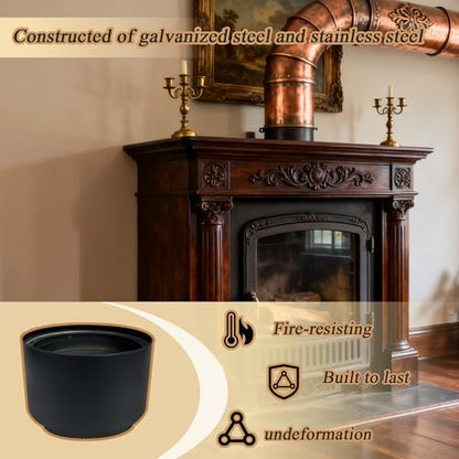 Double Wall Stove Top Connecting Adapter Compatible with DVL 6/DVL-AD Stove Collar,Black Heavy-Duty Stainless Steel