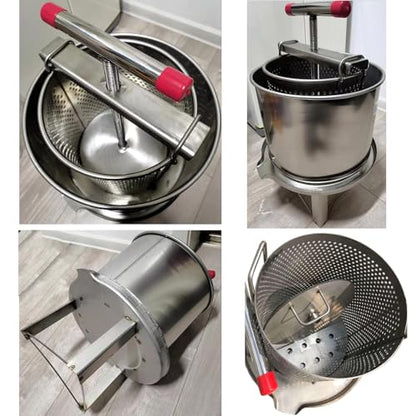 Honey Press Extractor Wax Machine Stainless Steel Honey Press Beeswax Machine Manual Large Bee Honey Presser Fruit Wine Press For Honey Wine Juice Vegetables Olive Oil Making