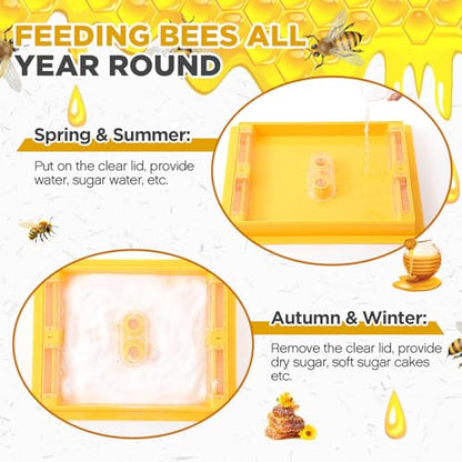 10 Frame Bee Top Feeder, Assembled Plastic Beehive Candy Board Feeder for Feeding Water or Sugar Cake to Bee Hives Beekeeping Supplies Tool Equipment 1.2 Gallon, Easy to Use