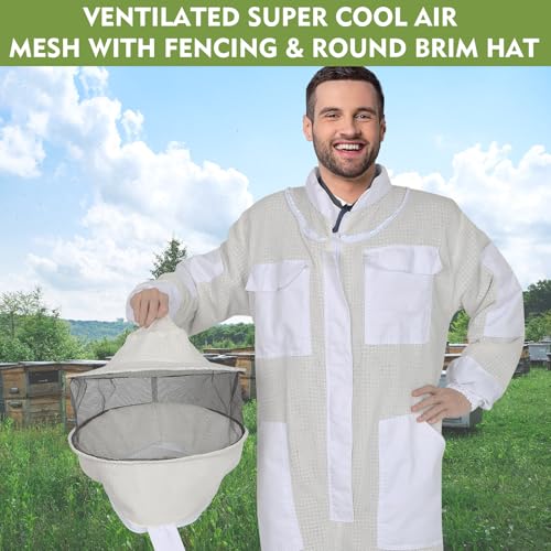 Upgraded Bee Suit for Men & Women Sting Proof, Thickened Ventilated Beekeeper Suit with Gloves & Round Veil, Full Protection Beekeeping Suits(XL 5'7"-5'11") - size: Thickened XL