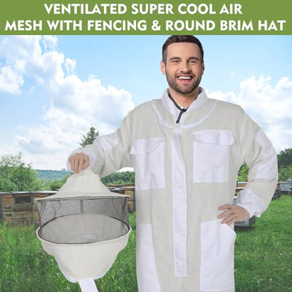 Upgraded Bee Suit for Men & Women Sting Proof, Thickened Ventilated Beekeeper Suit with Gloves & Round Veil, Full Protection Beekeeping Suits(XL 5'7"-5'11") - size: Thickened XL