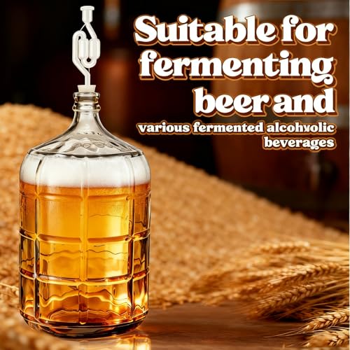 2 Set 3 Gallon Glass Carboy with 2 Airlocks for Fermenting Glass Jug 2 Drilled and 2 Undrilled Rubber Stoppers 2 Carboy Handles 2 Brushes for Beer Wine Making Equipment