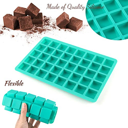 Sakolla 2 Pack Caramel Candy Molds, 40 Cavities Square Cube Silicone Molds for Chocolate, Candy, Ice Cubes, Gummy, Ganache, Jelly, Truffles - color: Square 40 Cavity -2 Pcs/Green