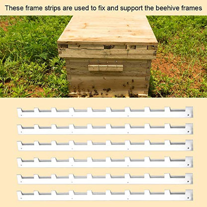 Beehive Frame Strips Spacers Beekeeping Tool Equipment Metal Beehive Frame Strips Spacers for Beekeepers Beekeeping Tool Equipment Metal Shown as Picture Size Approx 37x2.4cm 6Pcs