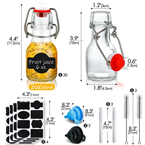 Swing Top Glass Bottles Set of 30, 2oz Small Airtight Bottles with Swing Top Lids, liquor bottles, Flip Top Bottles for Vanilla Extract, Juice Shot, Maple Syrup, for Wedding Party Favors & DIY Gifts